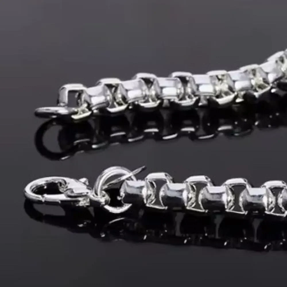 925 Sterling Silver Bracelet 4mm Round Box Chain Unisex Valentine Birthday Gift